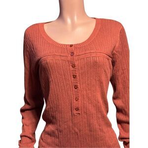 Pulp long sleeve henley cinnamon ribbed shirt top XL